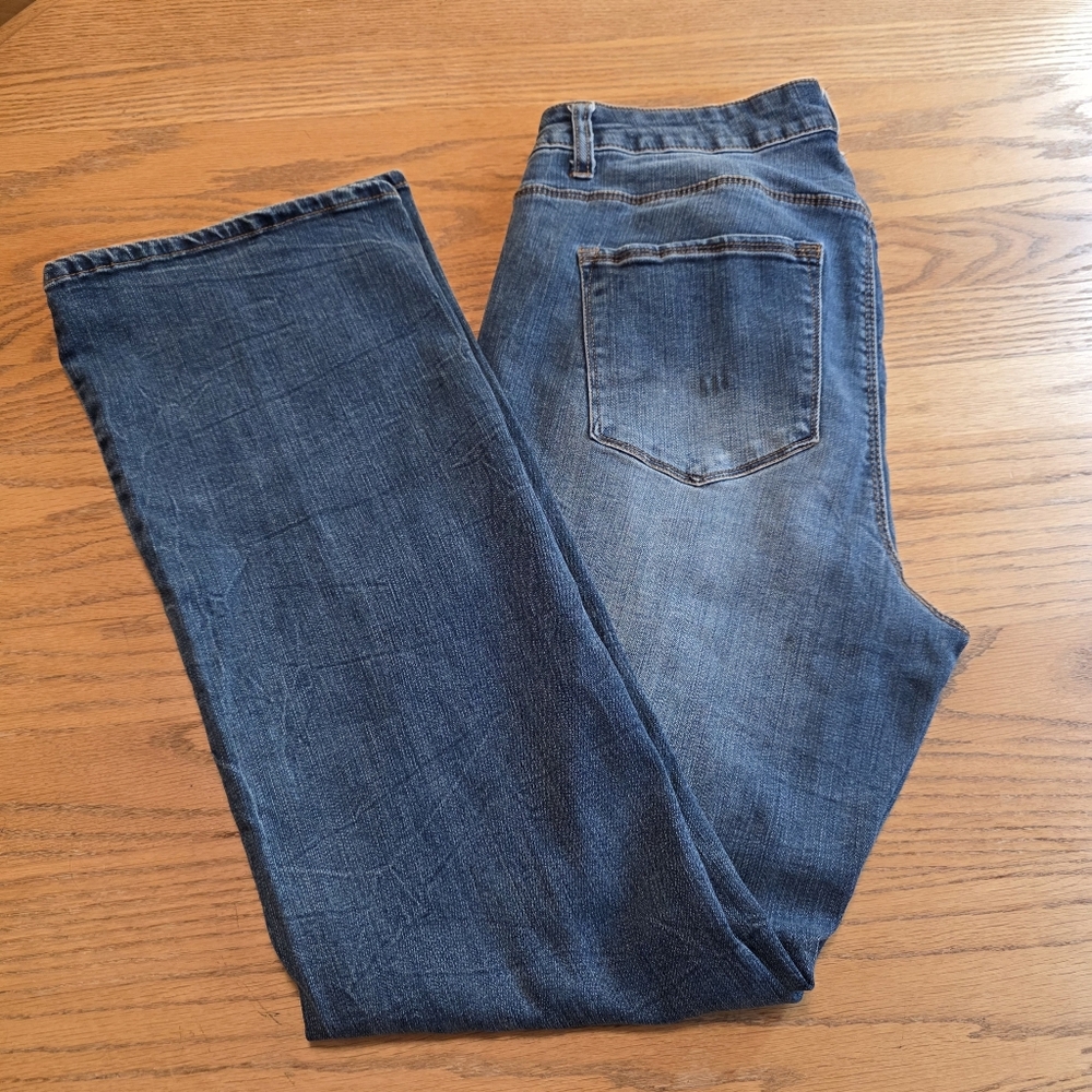 Faded Glory Distressed Patched Denim Blue Stretch Jeans Womens Plus Size 16W - Picture 7 of 16